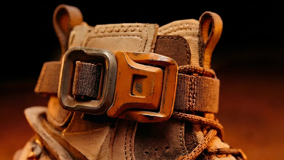Close-up of the sneaker ankle strap and buckle