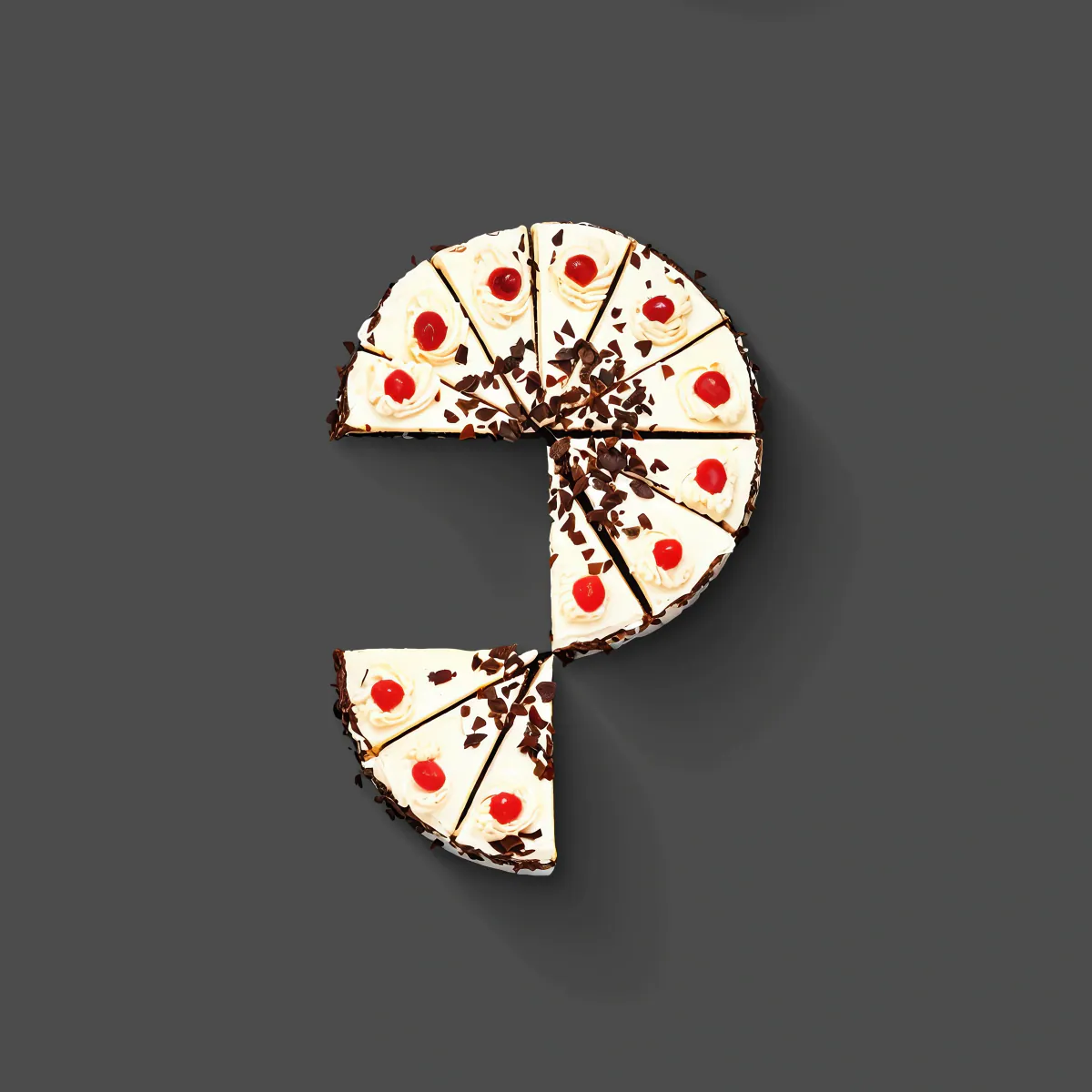 Cake with a slice cut away, the idea behind the logo