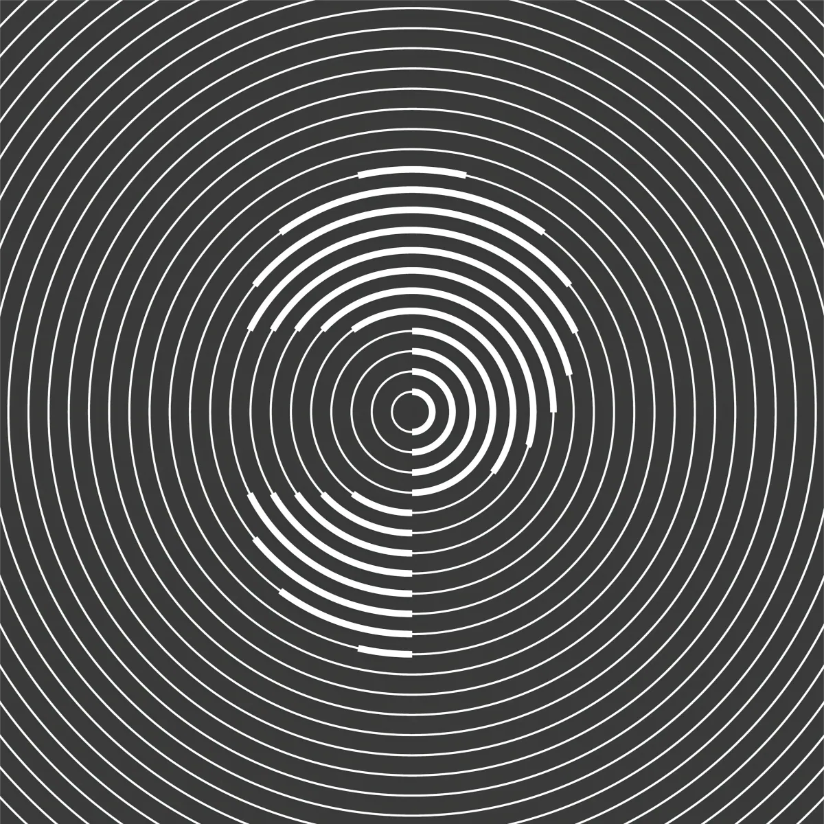 Concentric circles forming the sliced P mark