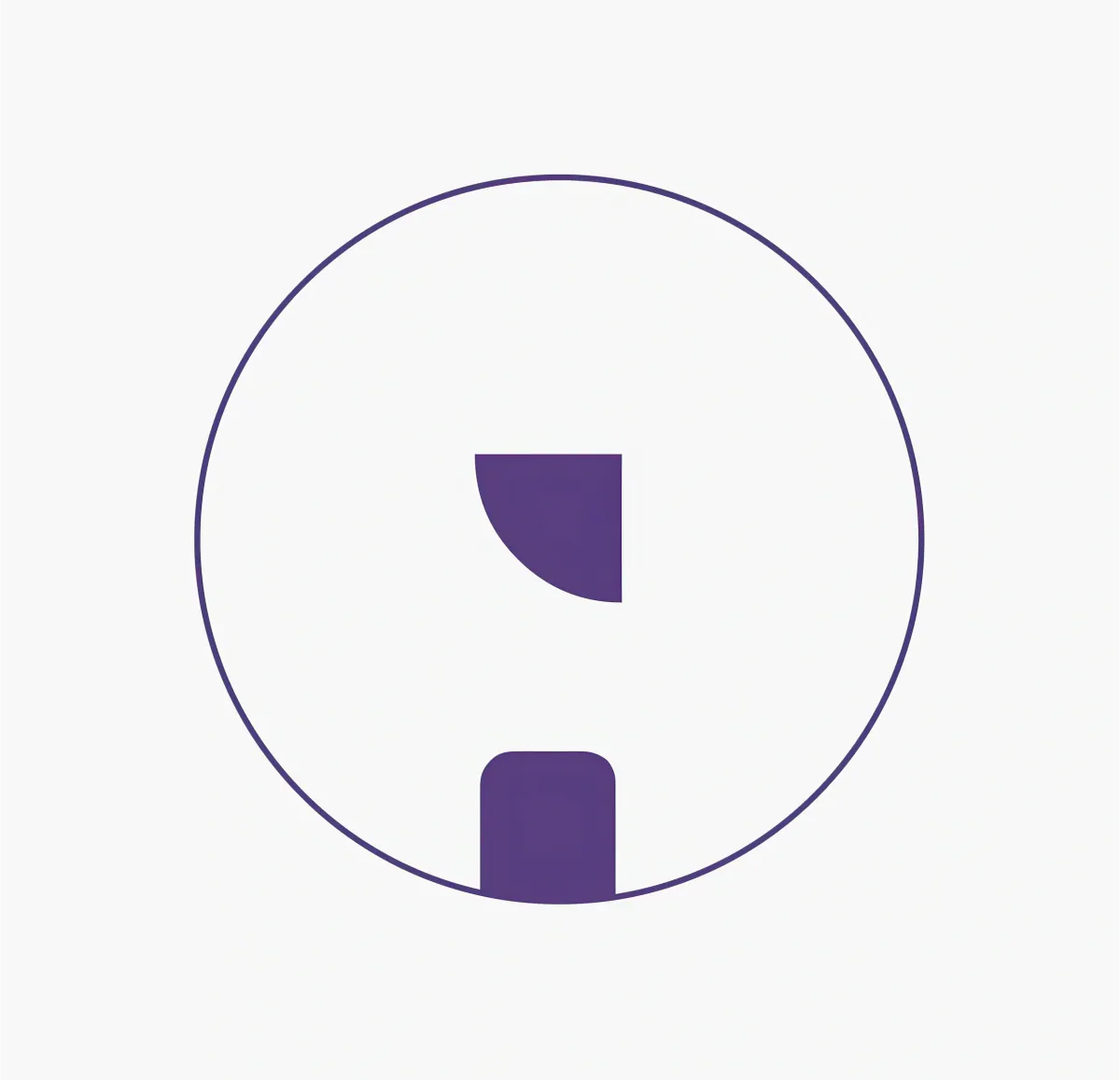 Letter i whose dot is replaced by a slice from the logo