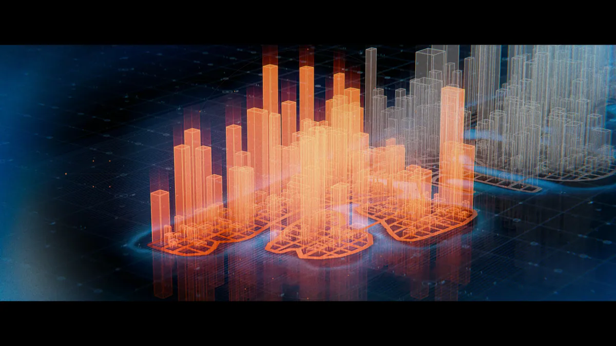 North Star highlighted in orange on the holographic city map