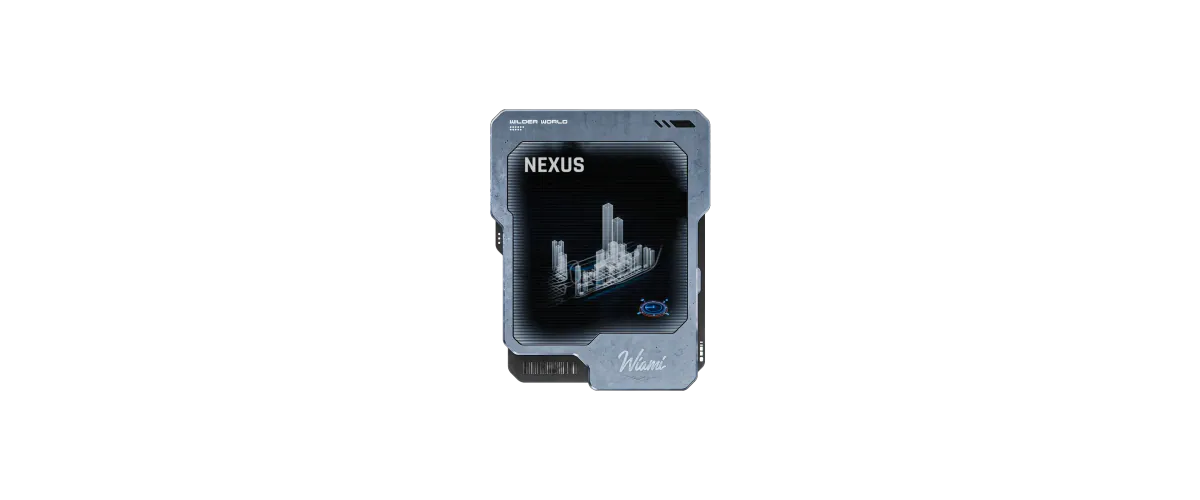 After: Land card measuring 58.6 by 74.9 mm, from wireframe template to the finished Nexus card