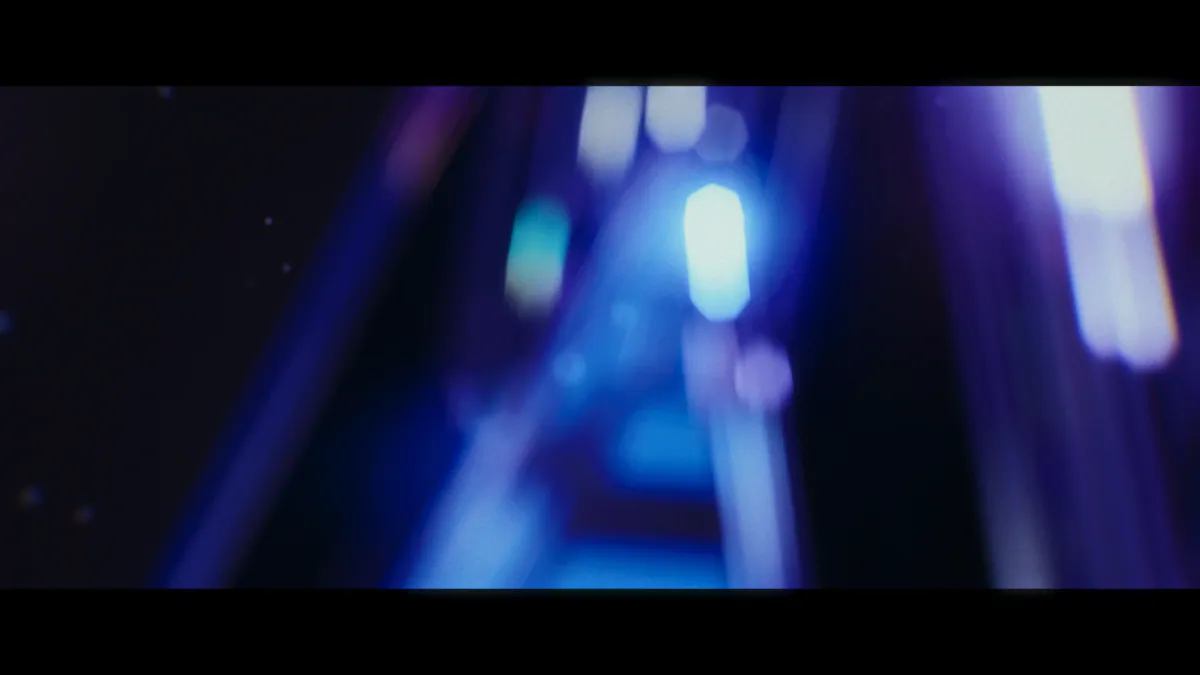 Blurred blue and purple light streaks