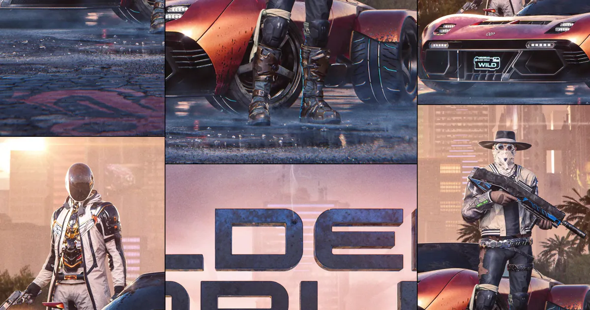 Close-up crops of the poster showing the characters, boots, car and title lettering