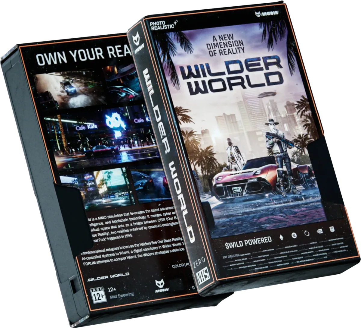 Two Wilder World VHS cases standing at an angle, one showing the back and one the front