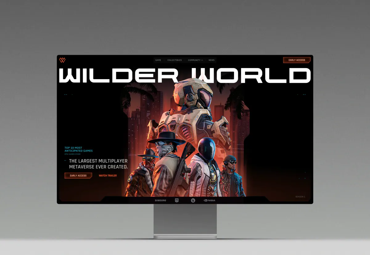 Desktop monitor showing the Wilder World homepage