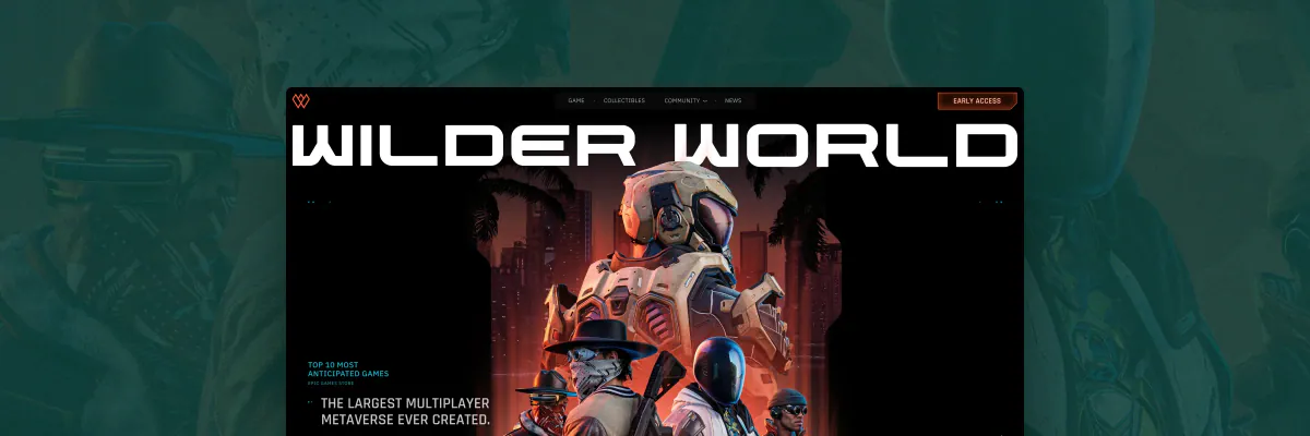 Wilder World homepage hero on a dark teal background